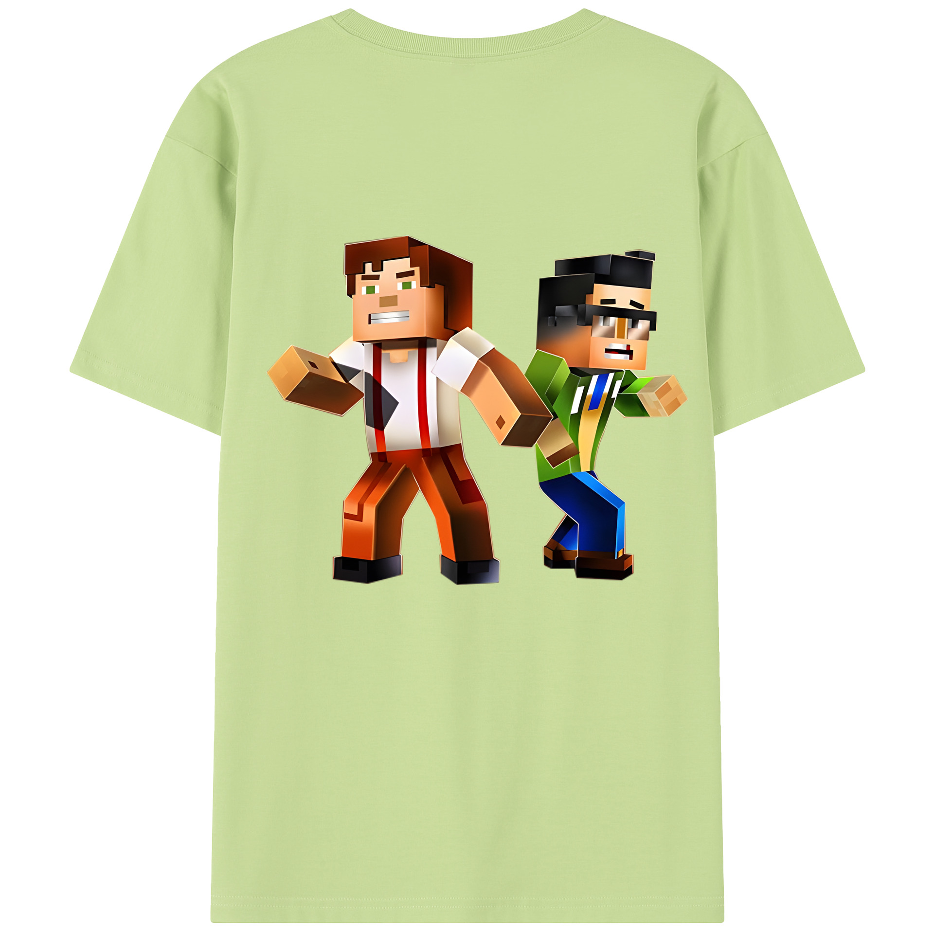 （画像用） マインクラフト ブロックの世界 Minecraft MC Block world 綿100％半袖Tシャツ（背面プリント）